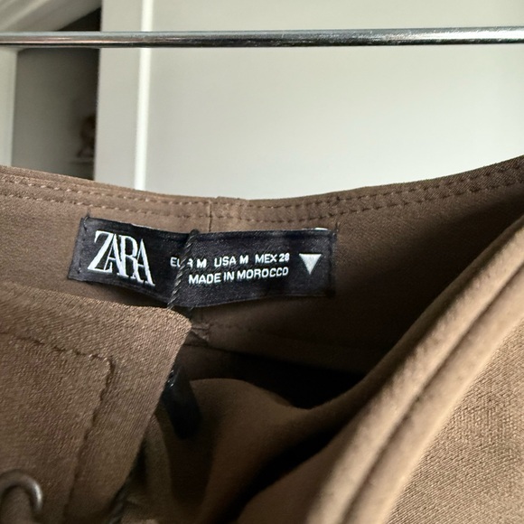Zara Brown Tie Front Pencil Mini Skirt Casual - Picture 3 of 4